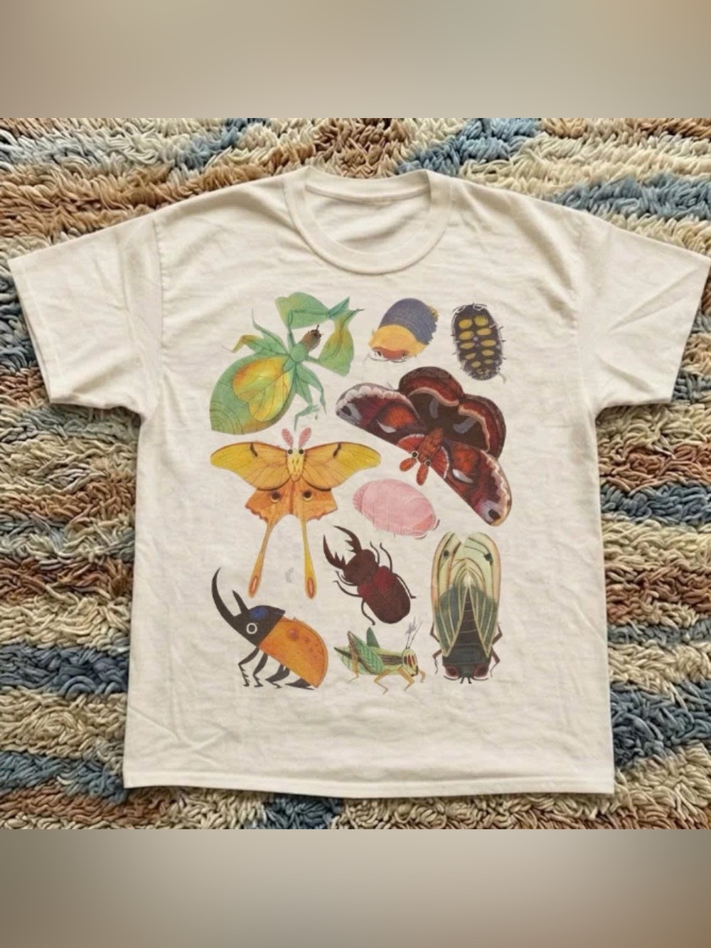 Vintage Insect Bug Nature Graphic T-Shirt Cream